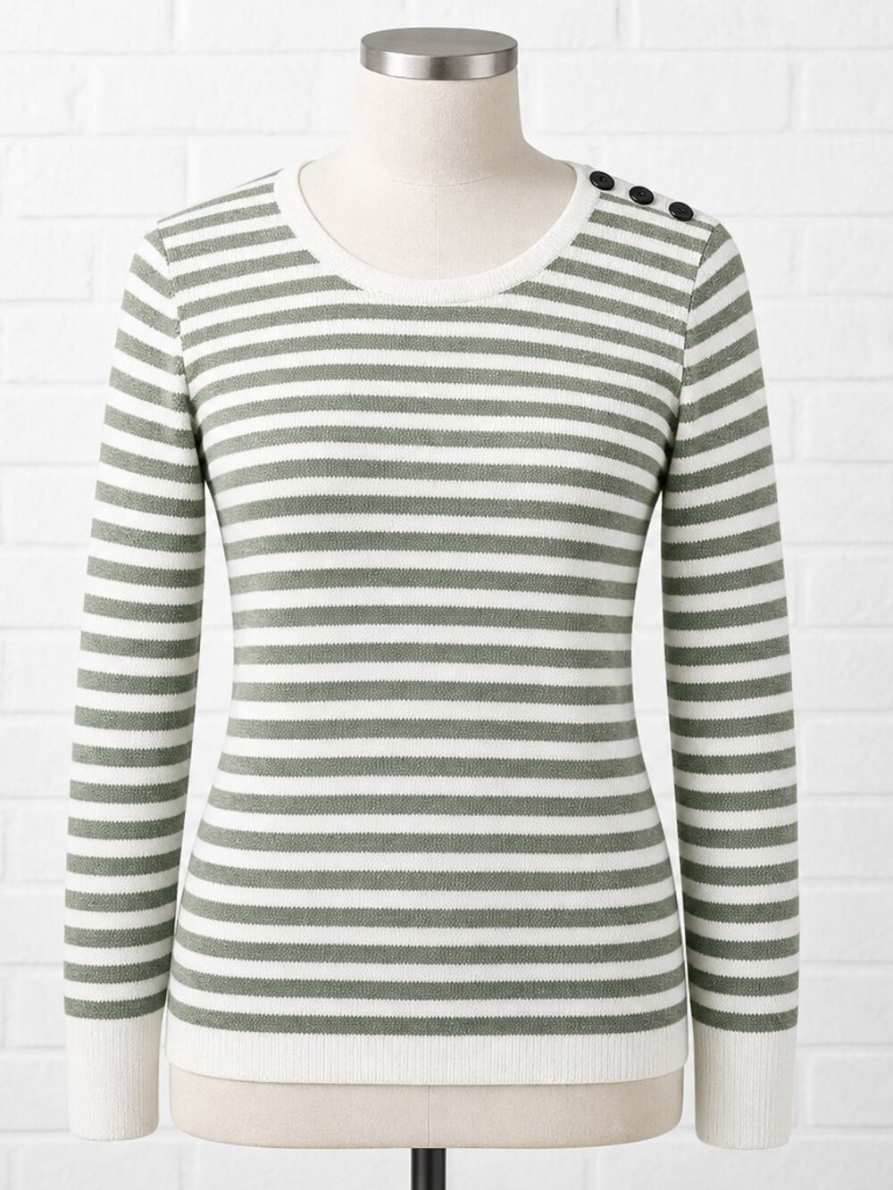 Lafayette 148 Linen Blend Striped Pullover Sweater Size P